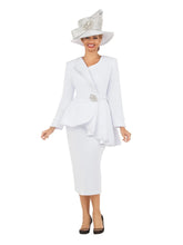 Load image into Gallery viewer, 2pc Scuba Stoned Uneven Peplum Jkt+Skt Suit