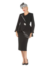 Load image into Gallery viewer, 2pc Scuba Stoned Uneven Peplum Jkt+Skt Suit