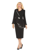 Load image into Gallery viewer, 2pc Scuba Stoned Uneven Peplum Jkt+Skt Suit
