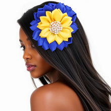 Load image into Gallery viewer, Sgrho Sorority Blue Yellow Flower Pearl Brooch