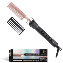 Load image into Gallery viewer, Hot &amp; Hotter Digital Ceramic Pressing Hot Comb, Black &amp; Gold 5967