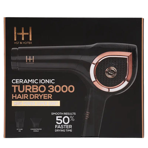 Hot & Hotter Ceramic Ionic Turbo 3000 Hair Dryer
