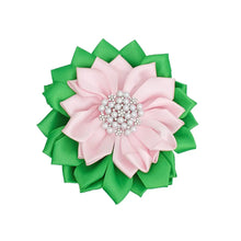 Load image into Gallery viewer, Aka Sorority Pink Green Flower Pearl Brooch Women