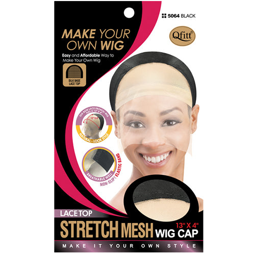 M&M LaceTop Stretch Mesh Wig Cap Black 5064