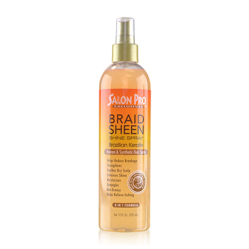 Salon Pro Exclusives Braid Sheen Shine Spray Brazilian Keratin Oil 12oz