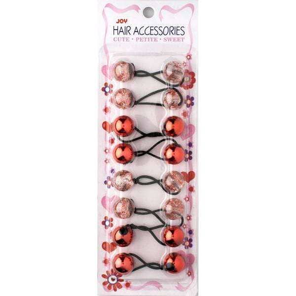 Joy Twin Beads Ponytailers 8Ct Assorted Red