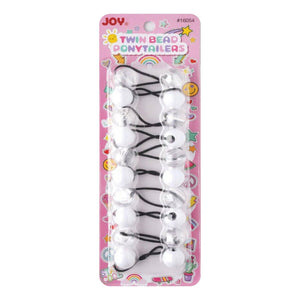 Joy Twin Beads Ponytailers 10Ct White & Clear