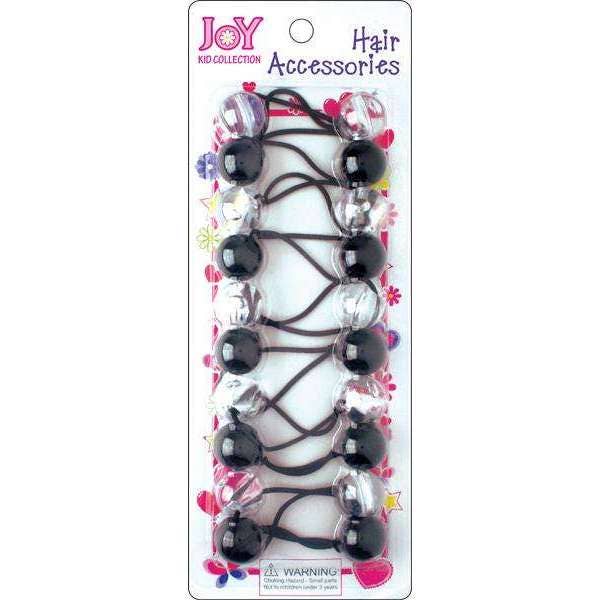 Joy Twin Beads Ponytailers 10Ct Black & Clear