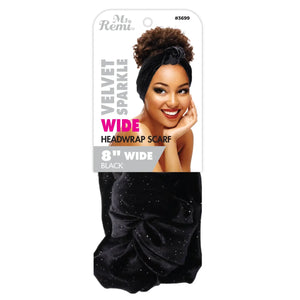 Wide Silky Headwrap Scarf Velvet Sparkle Black