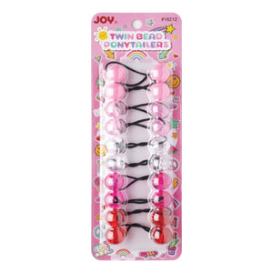 Joy Twin Beads Ponytailers 10Ct Pink & Red Asst