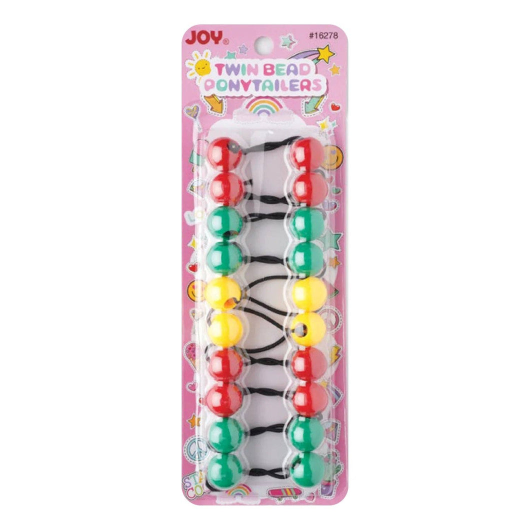 Joy Twin Beads Ponytailers 10Ct Green, Red, & Yellow