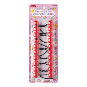 Joy Twin Beads Ponytailers 10Ct Red