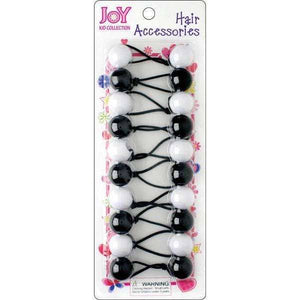 Joy Twin Beads Ponytailers 10Ct Black & White