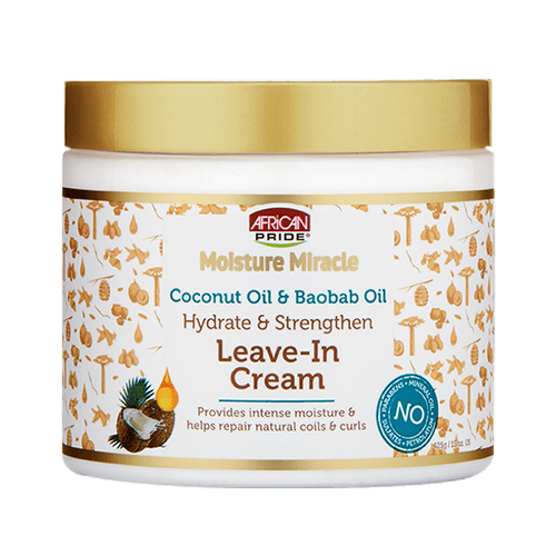 African Pride Moisture Miracle Coconut Oil & Baobab Oil Leave In Cream 15 ox