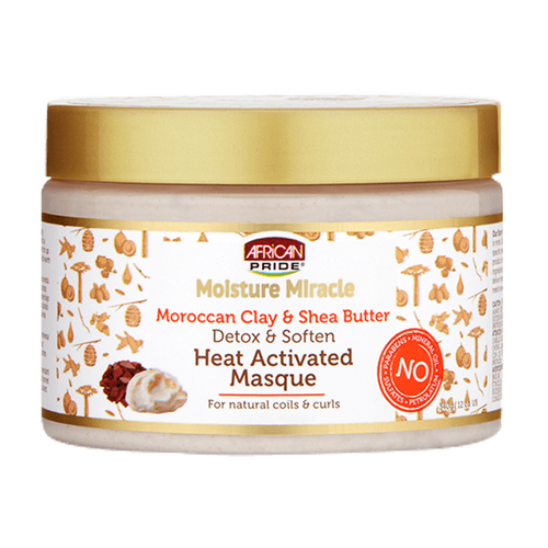 African Pride Moisture Miracle Moroccan Clay & Shea Butter Heat Activated Masque 12 oz